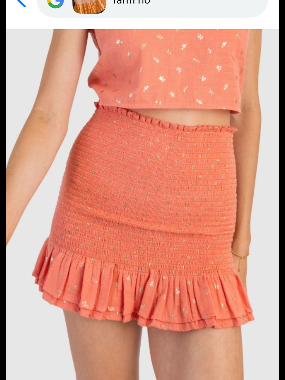 FARM Rio Yellow Smocked Ruffle Mini Skirt - Picture 3 of 4